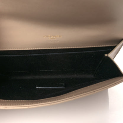 Saint Laurent Grain De Poudre Textured Mixed Matelasse Triquilt Monogram Clutch Dark Beige 5 of 10