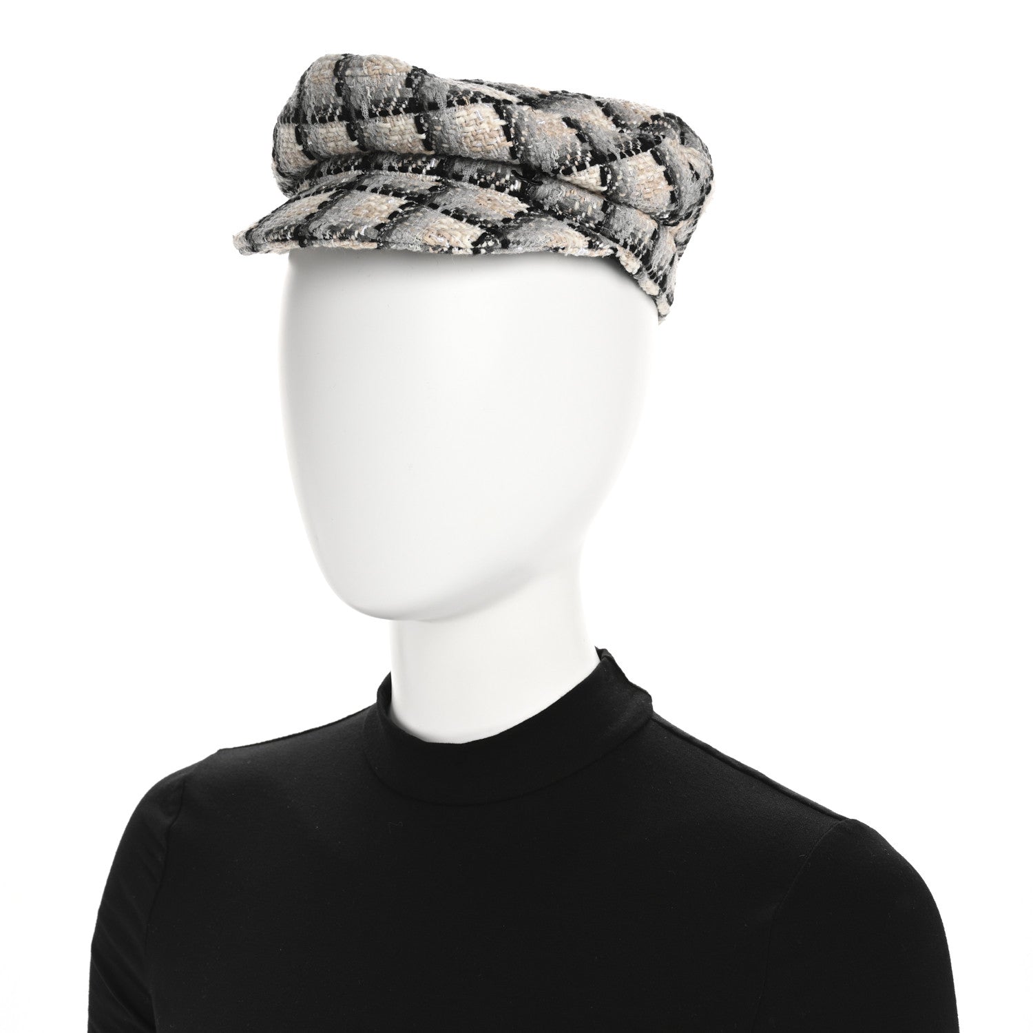 Chanel Cotton Tweed CC Beret S White Black Multicolor 2 of 11
