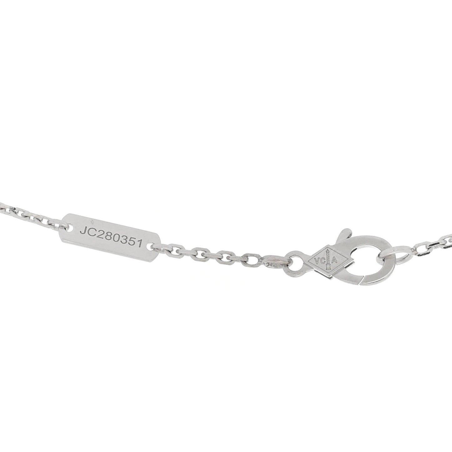 18K White Gold Mother of Pearl Vintage Alhambra Pendant Necklace