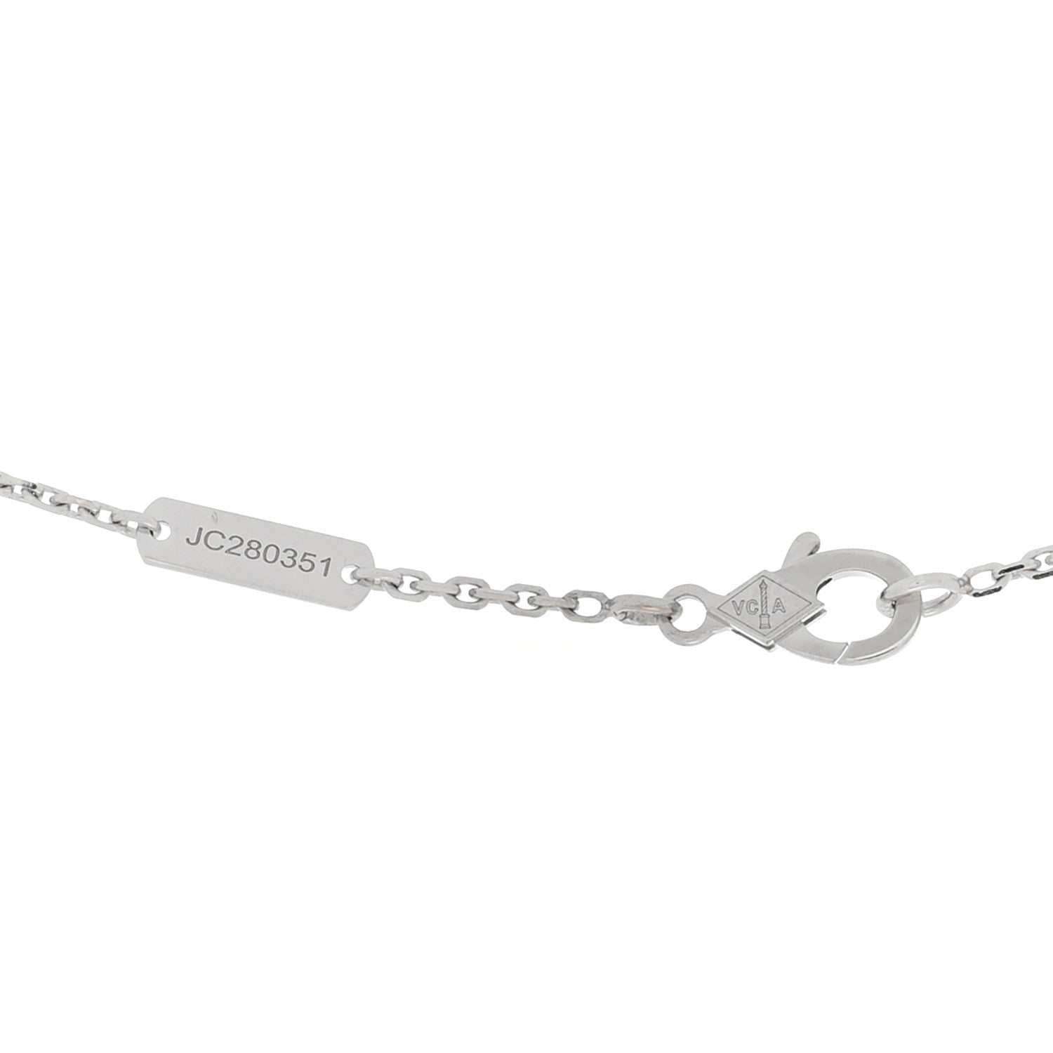 Van Cleef & Arpels 18K White Gold Mother of Pearl Vintage Alhambra Pendant Necklace 4 of 7