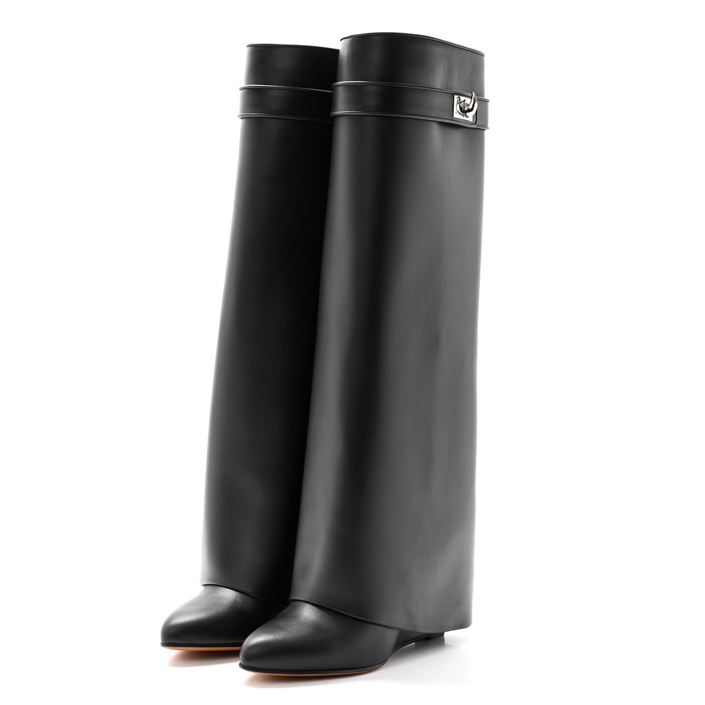 Calfskin Shark Lock Pant Boots 38.5 Black