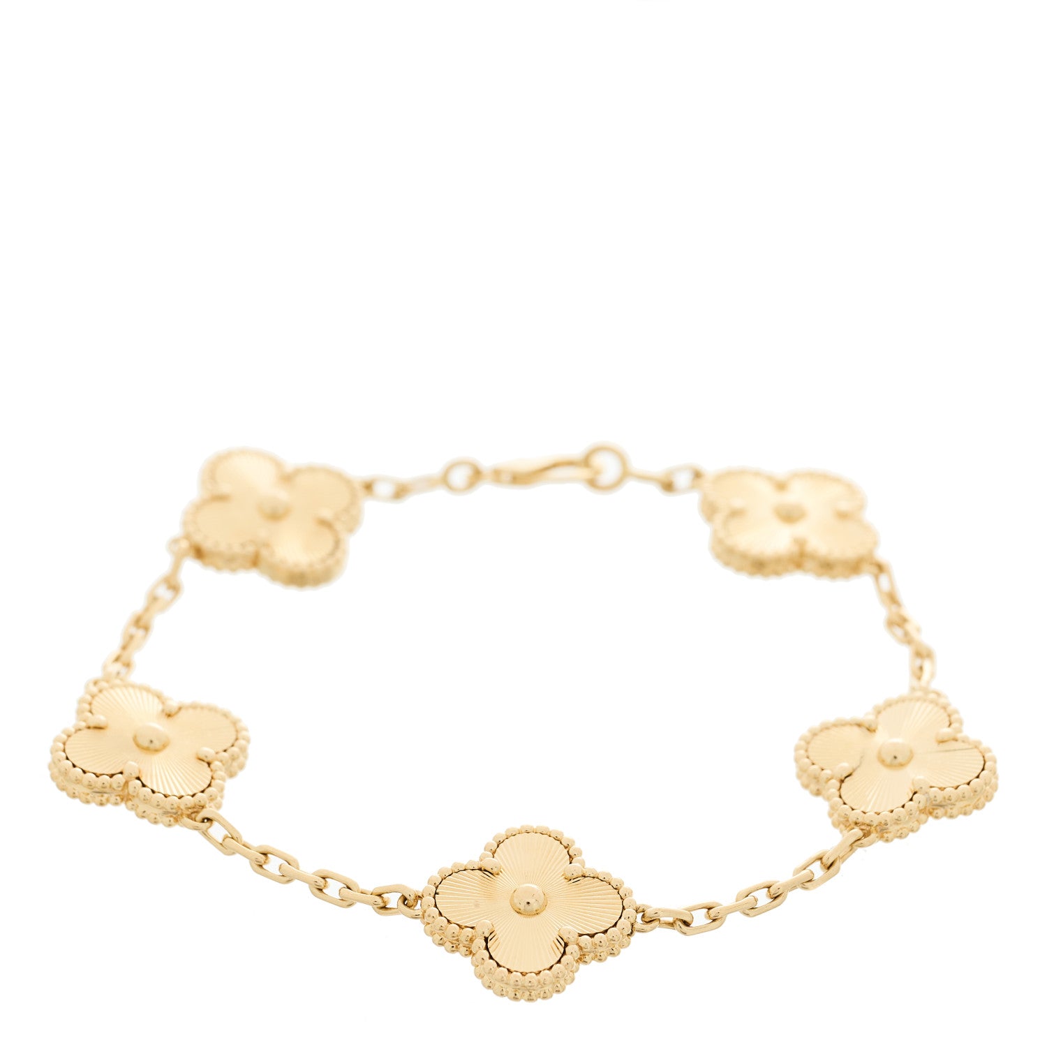 Van Cleef & Arpels 18K Yellow Gold 5 Motifs Guilloche Vintage Alhambra Bracelet 1 of 4