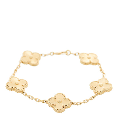 Van Cleef & Arpels 18K Yellow Gold 5 Motifs Guilloche Vintage Alhambra Bracelet 1 of 4