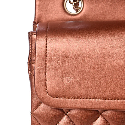 Chanel Metallic Lambskin Quilted Medium Double Flap Bronze 8 of 12