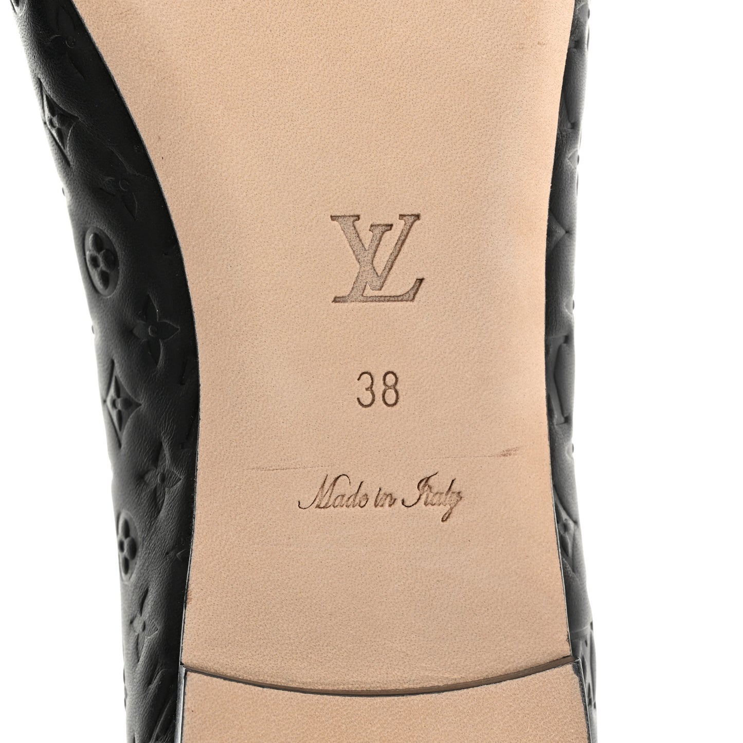 Nappa Monogram Embossed Ballet Flats 38 Black