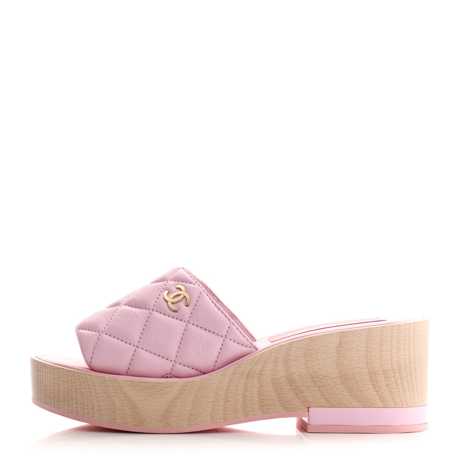 Chanel Lambskin Quilted CC Slip On Platform Sandals 38 Pink 1 of 9