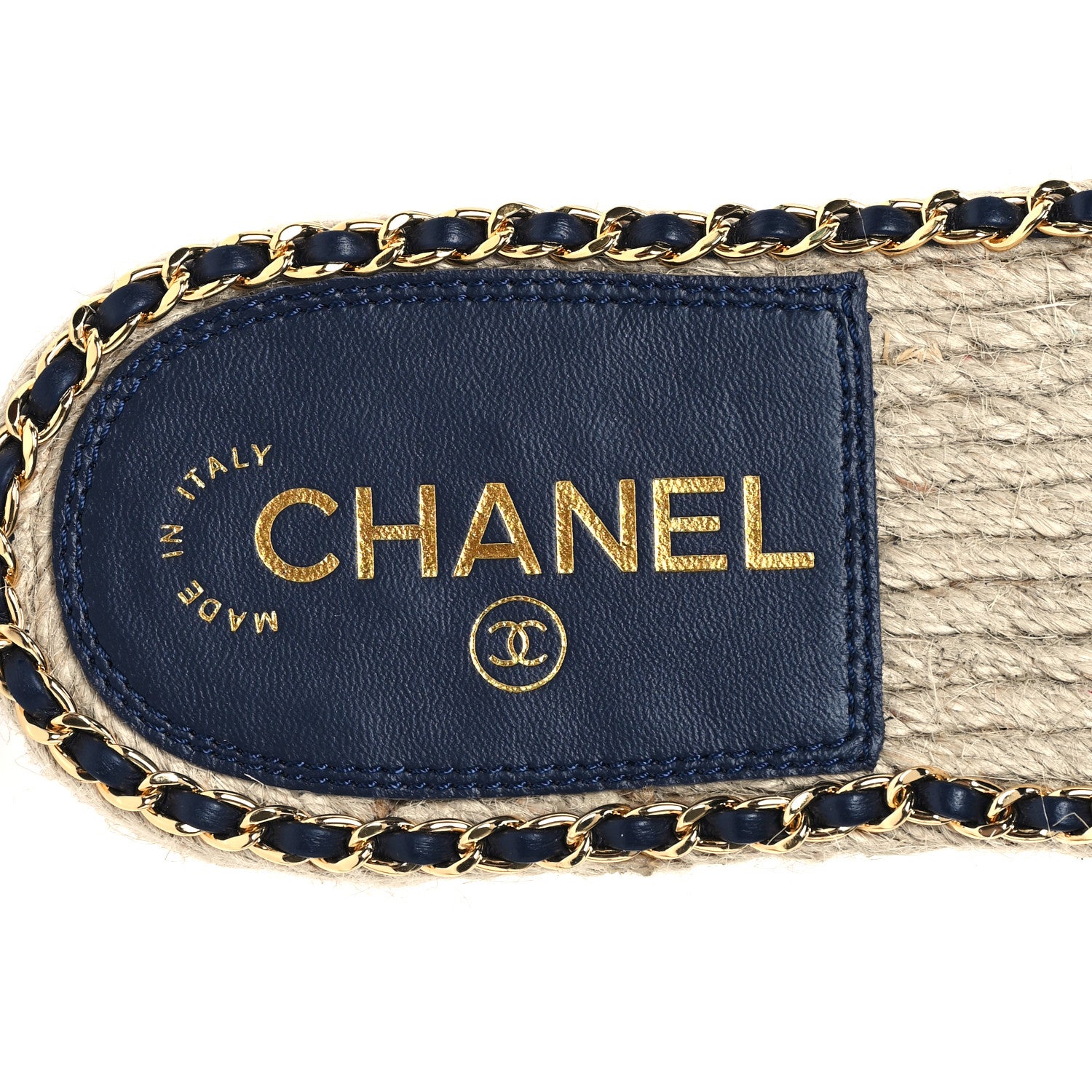 Chanel Lambskin Quilted CC Chain Espadrille Mules 39 Black Navy 8 of 10