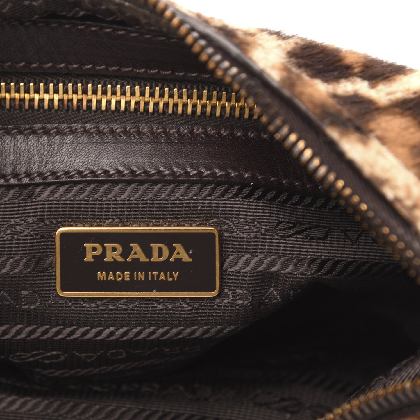 Calf Hair Leopard Print Shoulder Bag Avorio