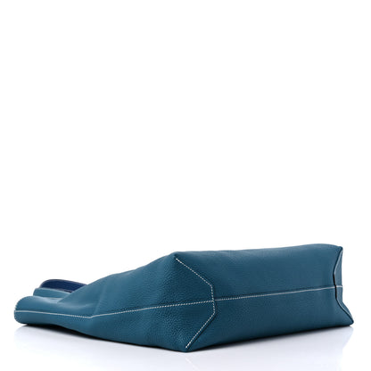 Hermes Taurillon Clemence Double Sens 36 Reversible Tote Deep Bleu Vert Bosphere 11 of 13