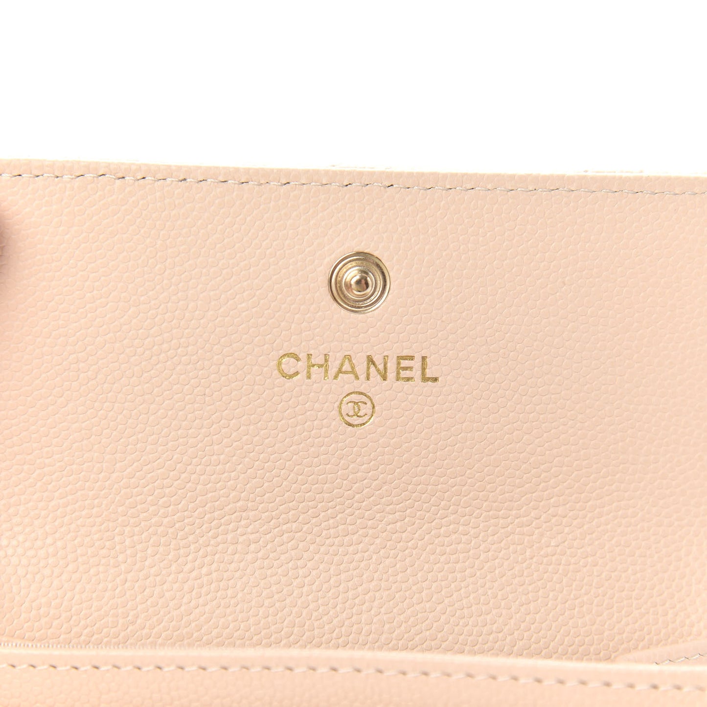 Caviar Pearl Quilted Coco Candy Flap Card Holder Beige