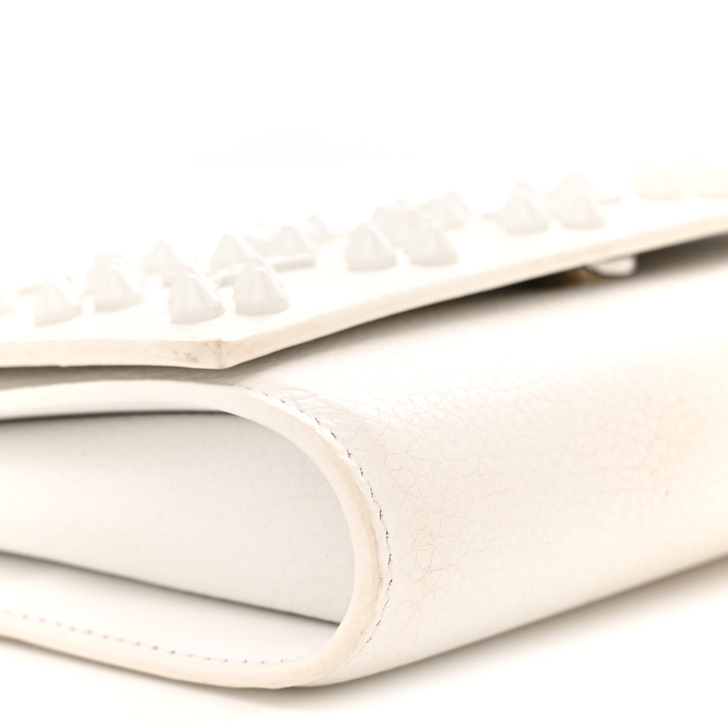 Christian Louboutin Calfskin Spikes Loubinthesky Paloma Wallet On Chain White 8 of 11