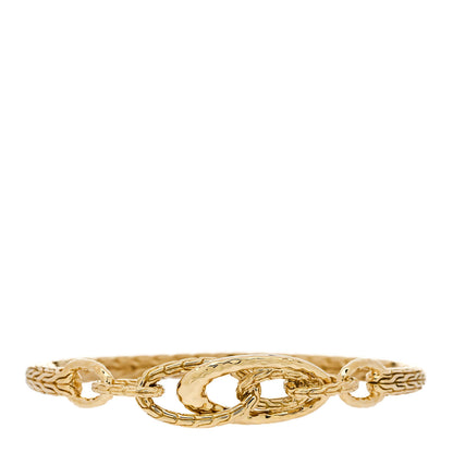 John Hardy 18K Yellow Gold Classic Chain Hammered Slim Chain Hinged Bangle Bracelet 1 of 4