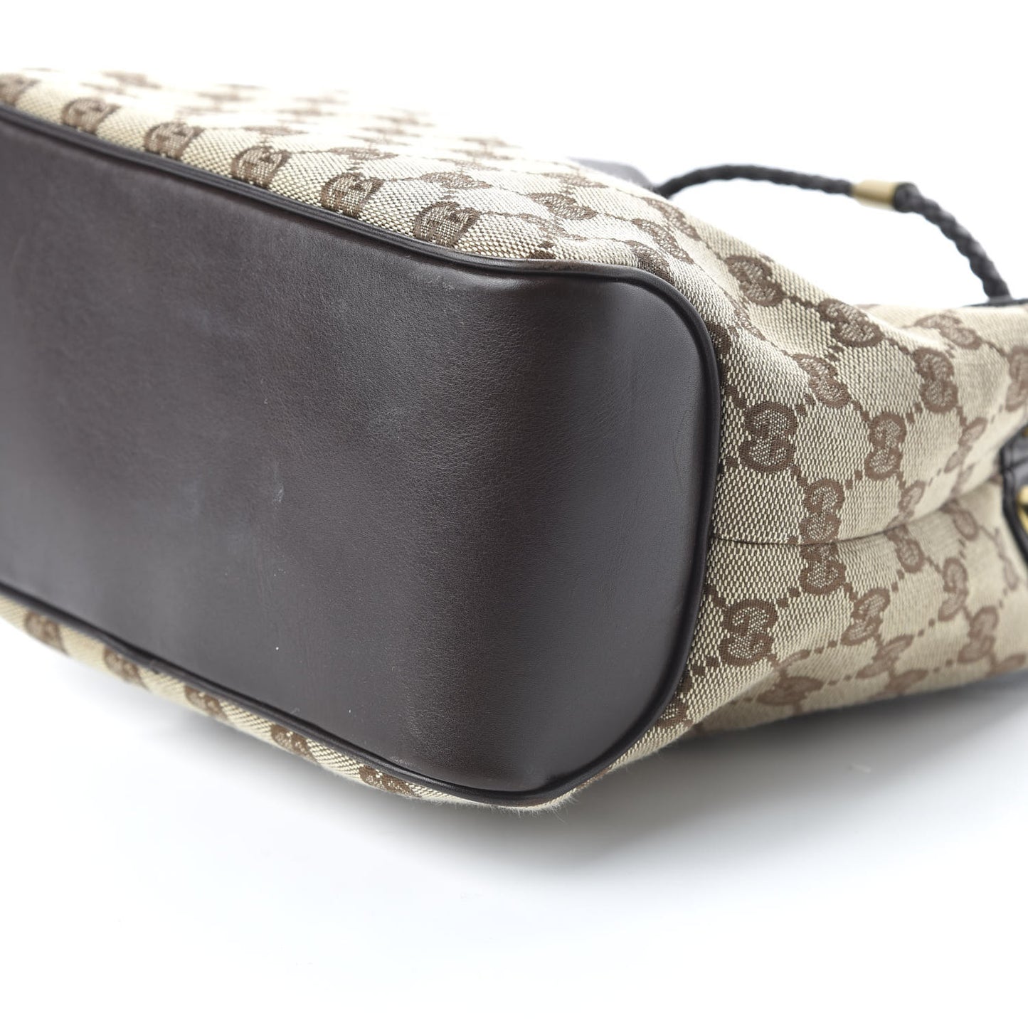 Monogram Woven Handle Tote Brown