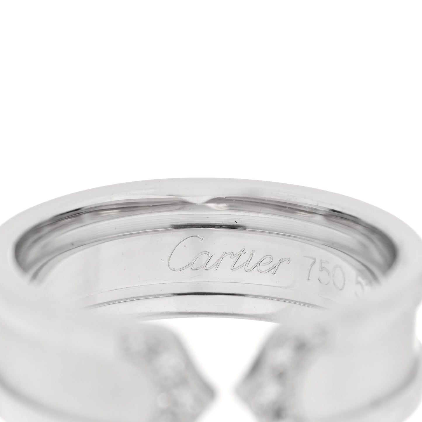 18K White Gold Diamond 6.5mm Logo De Cartier Ring 52 6