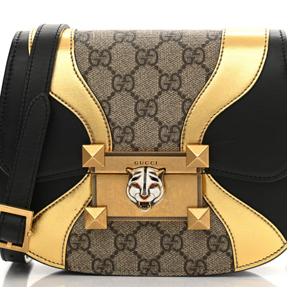 Gucci GG Supreme Monogram Small Osiride Shoulder Bag Black Gold 11 of 14