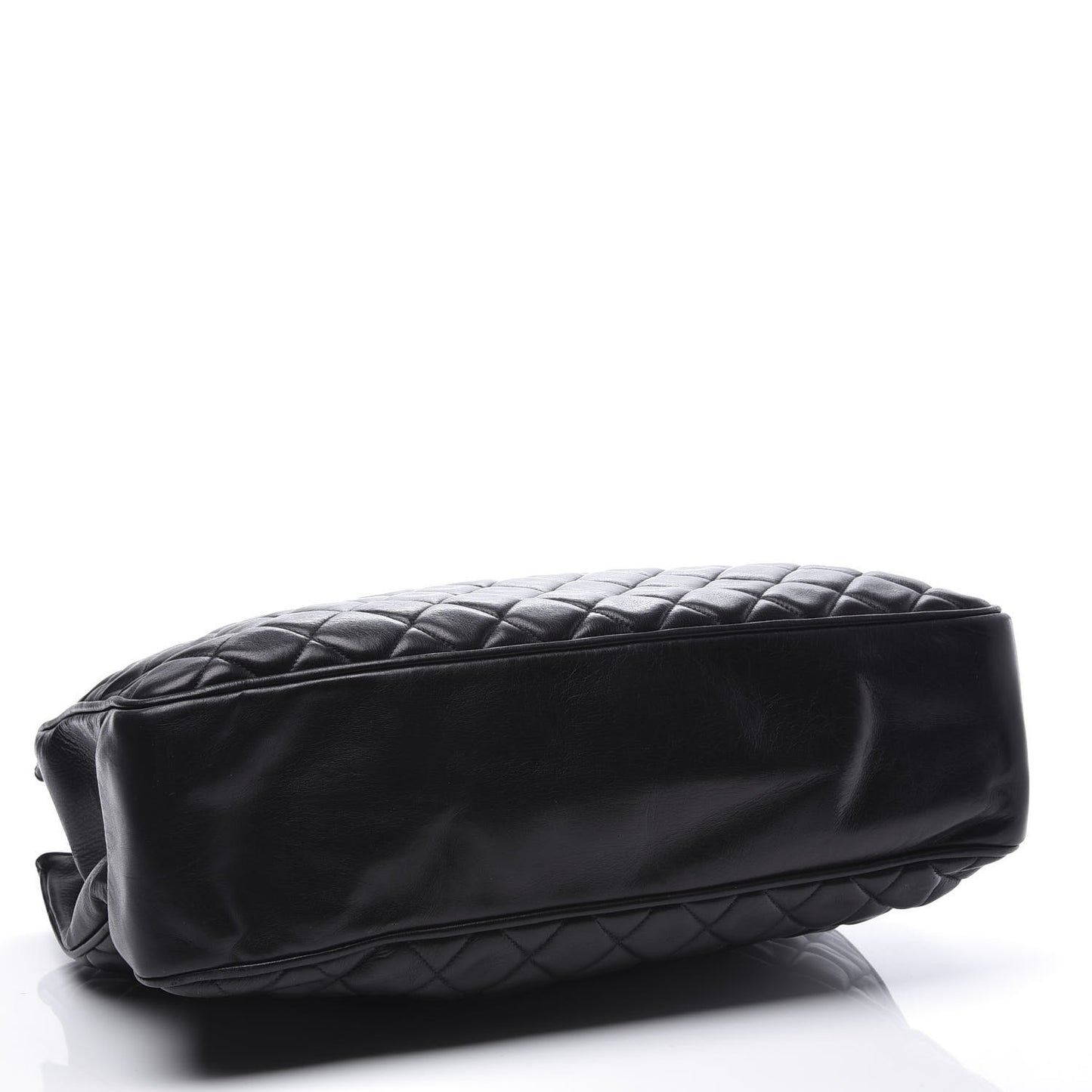Lambskin Quilted Shopping Tote Black