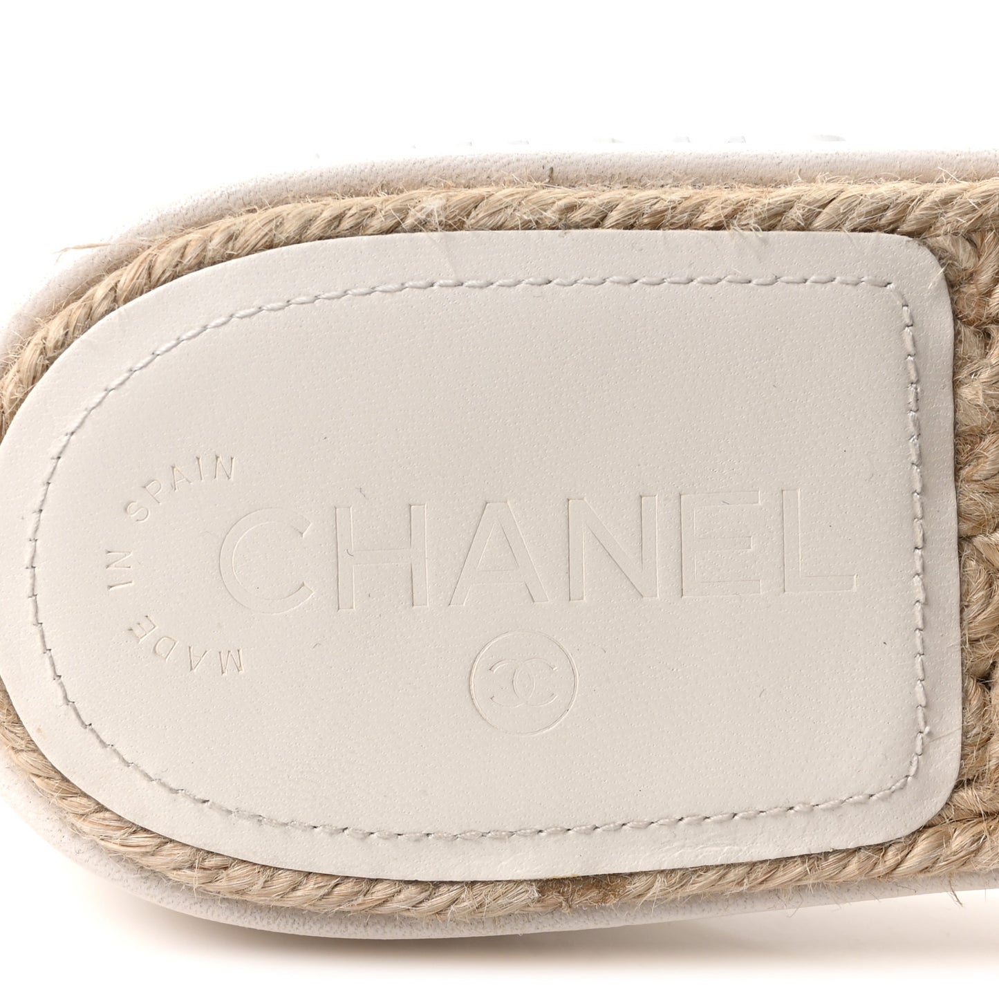 Lambskin Quilted CC Espadrille Slip On Sandals 39 White