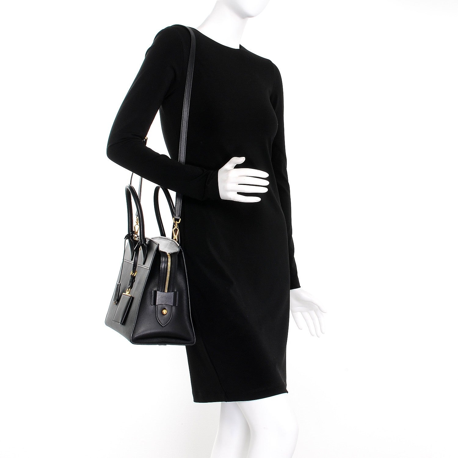 Prada Saffiano City Calfskin Medium Esplanade Tote Black 2 of 11