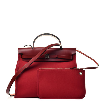 Hermes Military Toile Vache Hunter Herbag Zip 31 PM Rouge Grenat 1 of 8