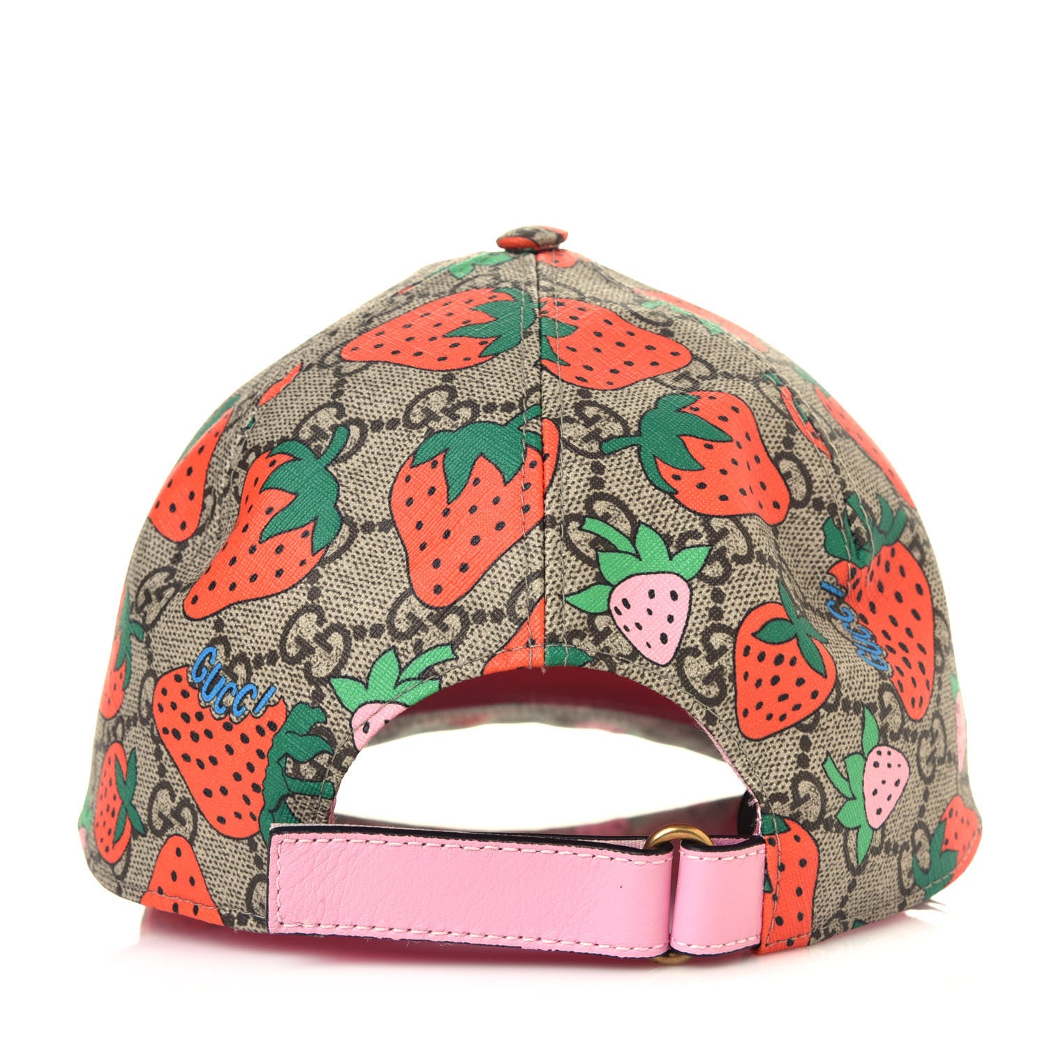Gucci GG Supreme Monogram Strawberry Baseball Hat M Beige 4 of 7