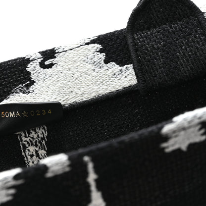 Christian Dior Canvas Embroidered Medium Paris Book Tote Black White 7 of 12
