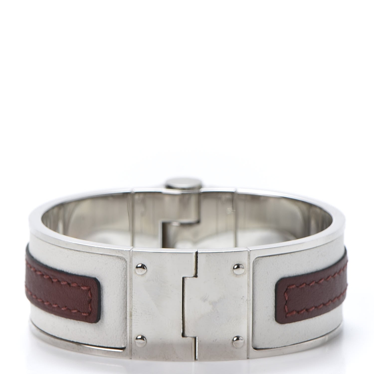 Hermes Swift Calfskin Uni Wide Equestre Hinged Bracelet S Rouge H White 2 of 4