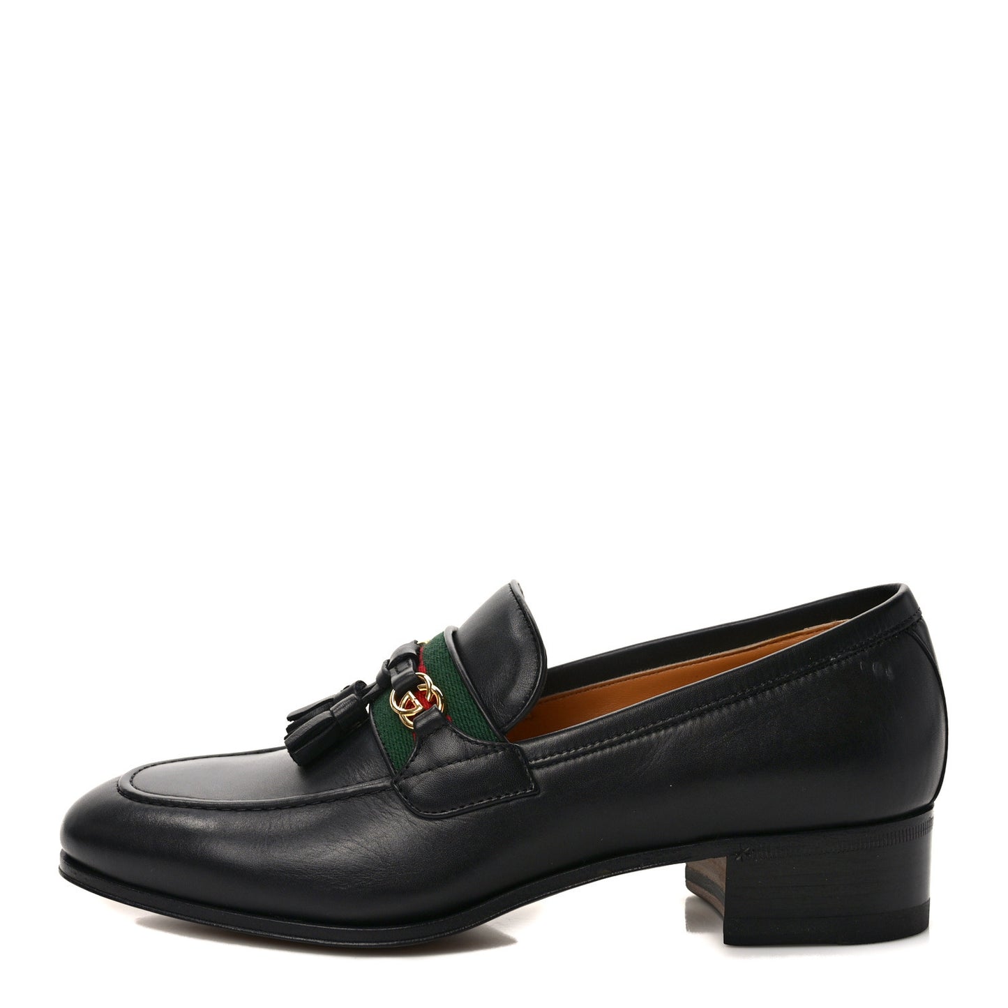 Calfskin Web Interlocking G Tassel Loafers 36 Black