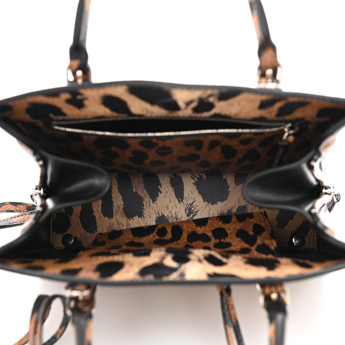 Grained Calfskin Leopard Print Papier Mini A4 Zip Around Tote Beige