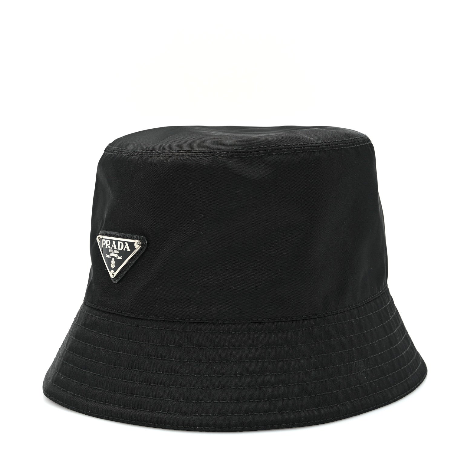 Prada Re-Nylon Metal Triangle Logo Bucket Hat M Black 1 of 9