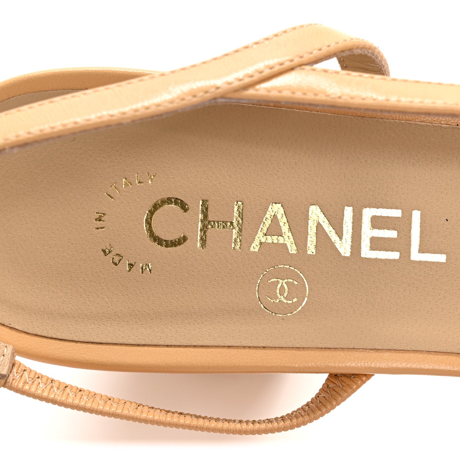 Chanel Goatskin Grosgrain Cap Toe CC Slingback Pumps 41 Beige Black 8 of 11