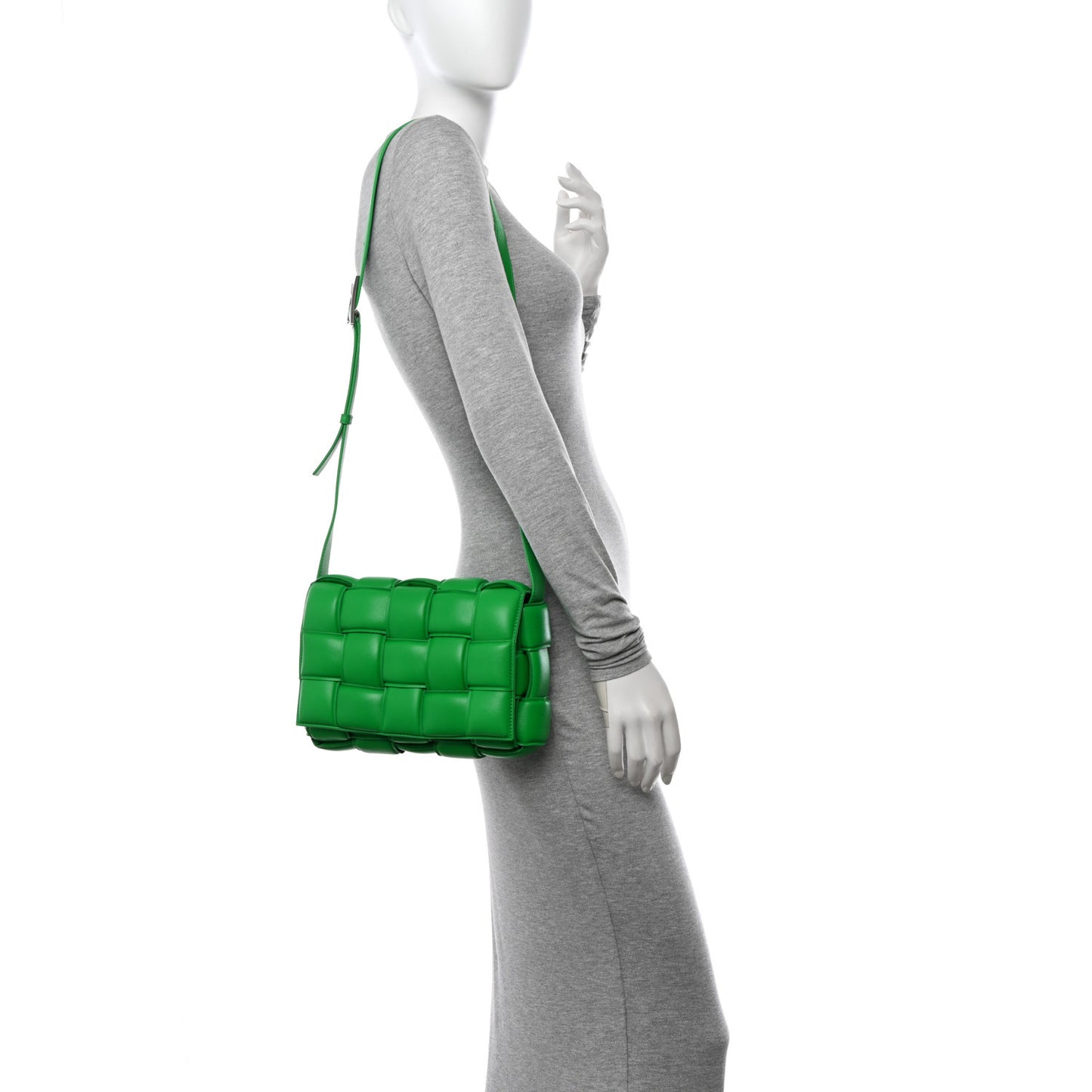 Nappa Maxi Intreccio Padded Cassette Crossbody Bag Parakeet