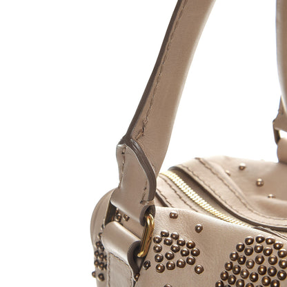 Burberry Calfskin Heart Studded Satchel Beige 16 of 16