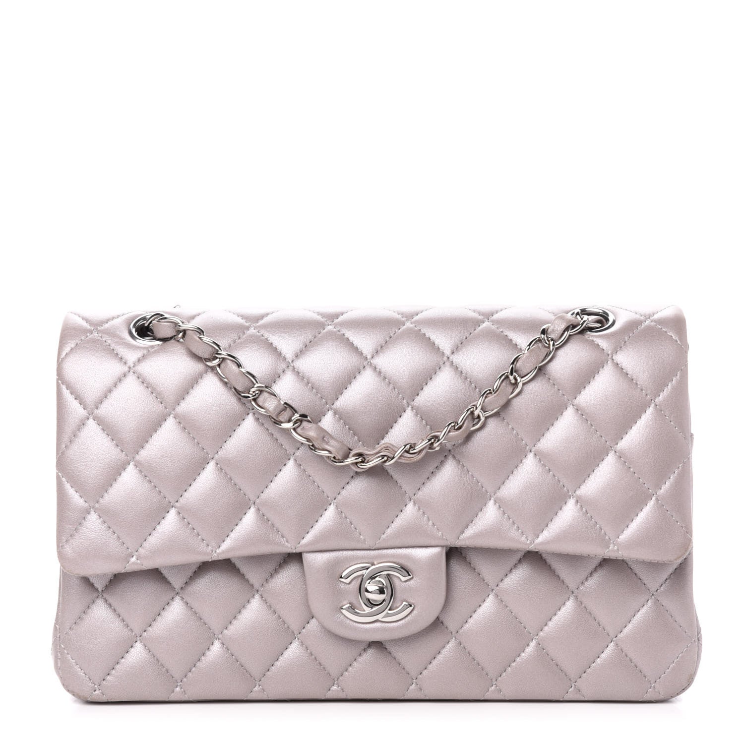 Chanel Metallic Lambskin Quilted Medium Double Flap Pink 1 of 12