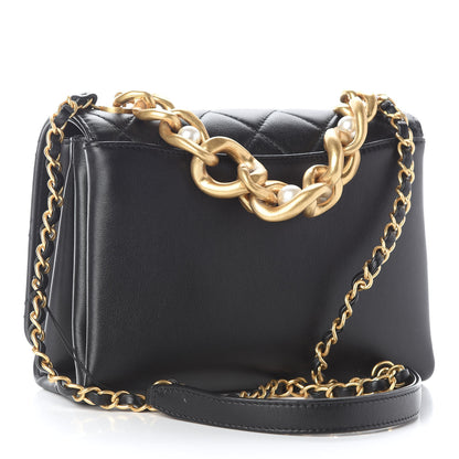 Chanel Calfskin Quilted Pearl Jewel Chain Flap Black 3 of 8