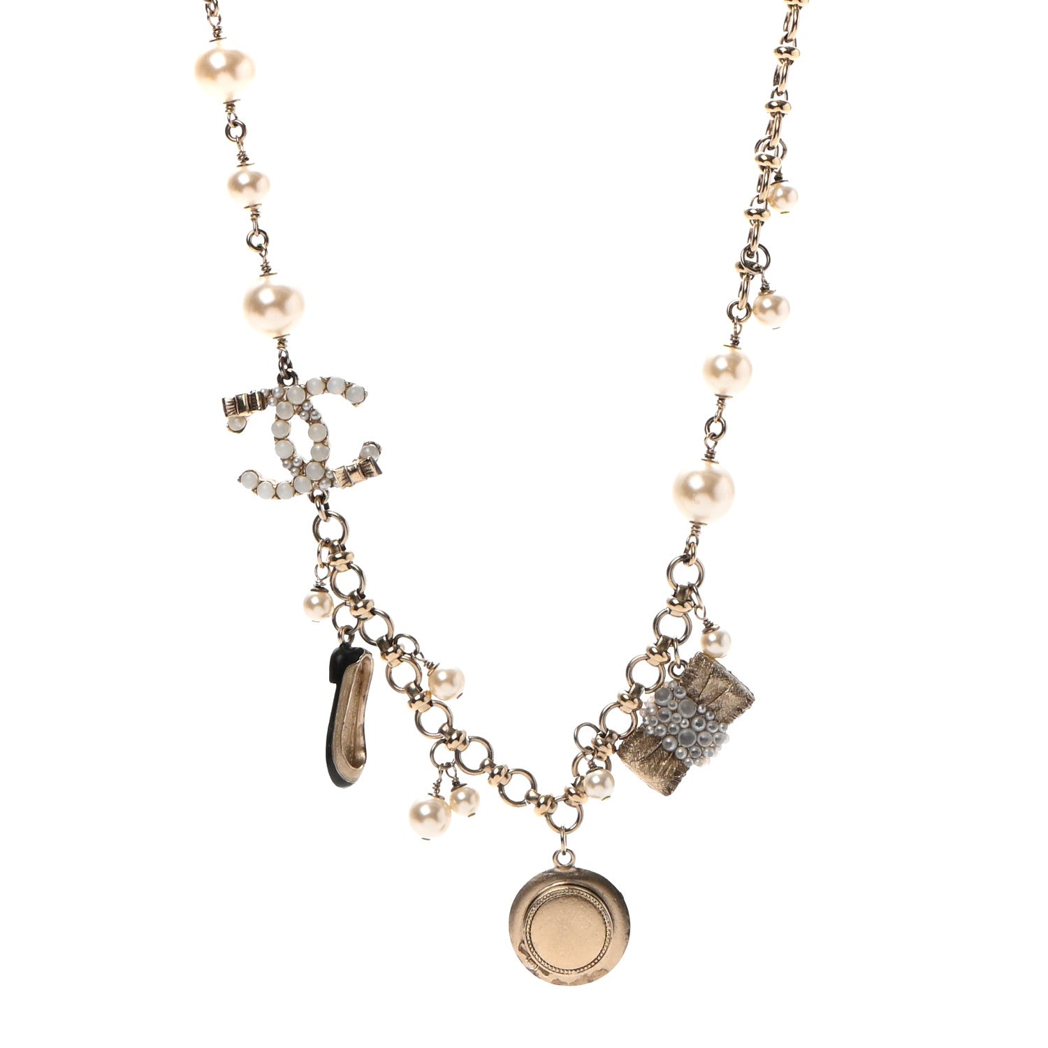 Chanel Pearl CC Charm Short Necklace Gold 1 of 9