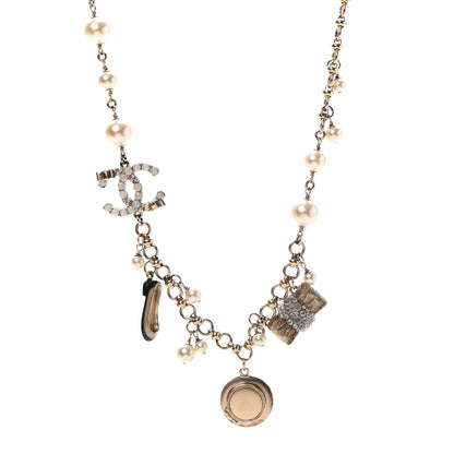 Chanel Pearl CC Charm Short Necklace Gold 1 of 9