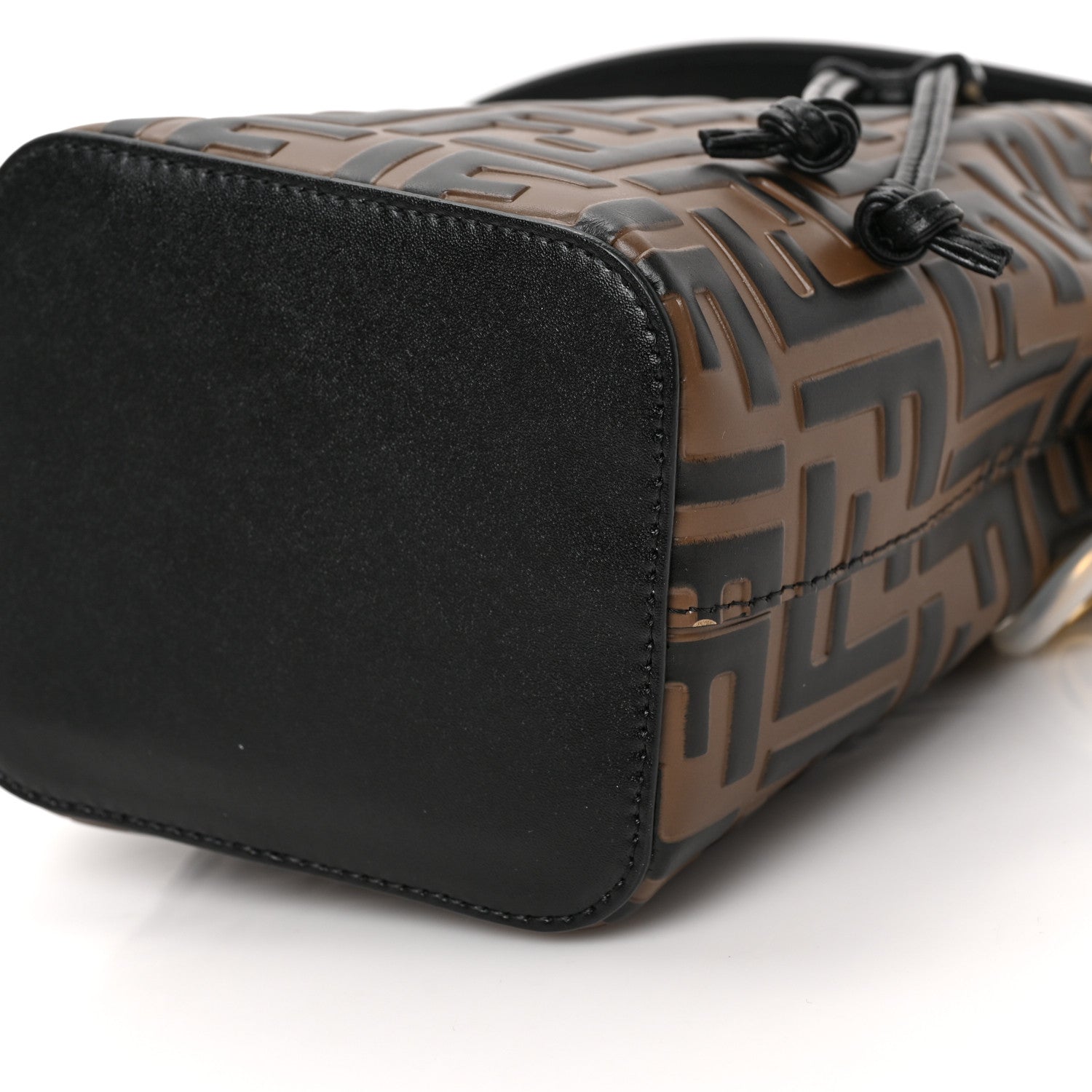 Fendi Vitello Liberty F is Fendi Bi-Color FF 1974 Embossed Mini Mon Tresor Bucket Bag Maya Black 10 of 10