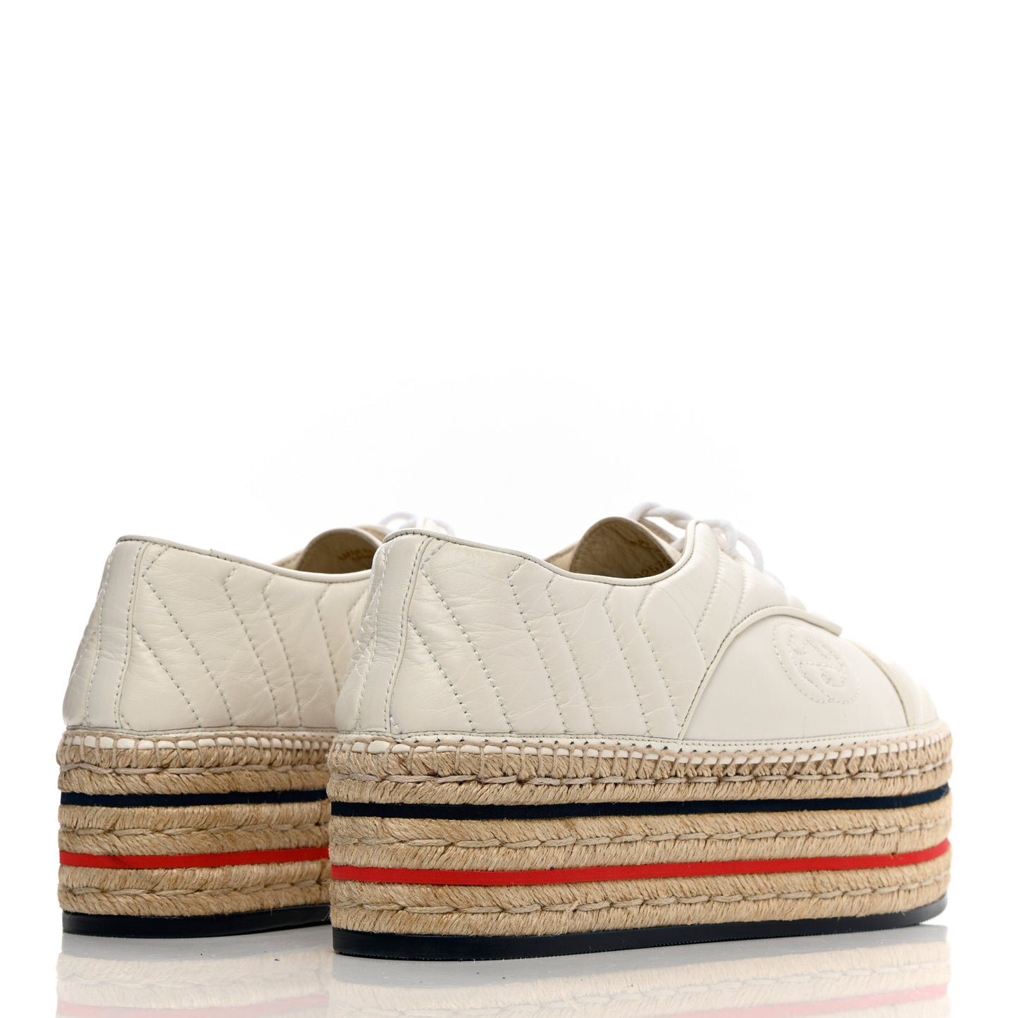 Nappa Matelasse GG Pilar Flatform Lace-Up Espadrilles 41 Great White