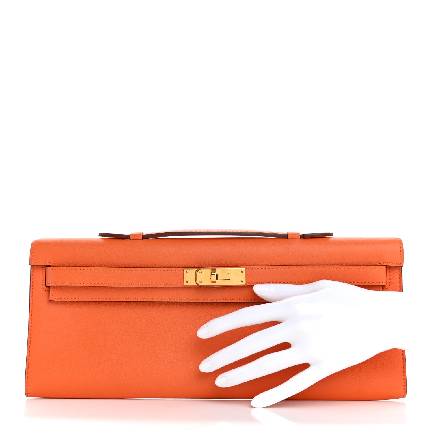 Hermes Swift Kelly Cut Clutch Pochette Orange 2 of 10