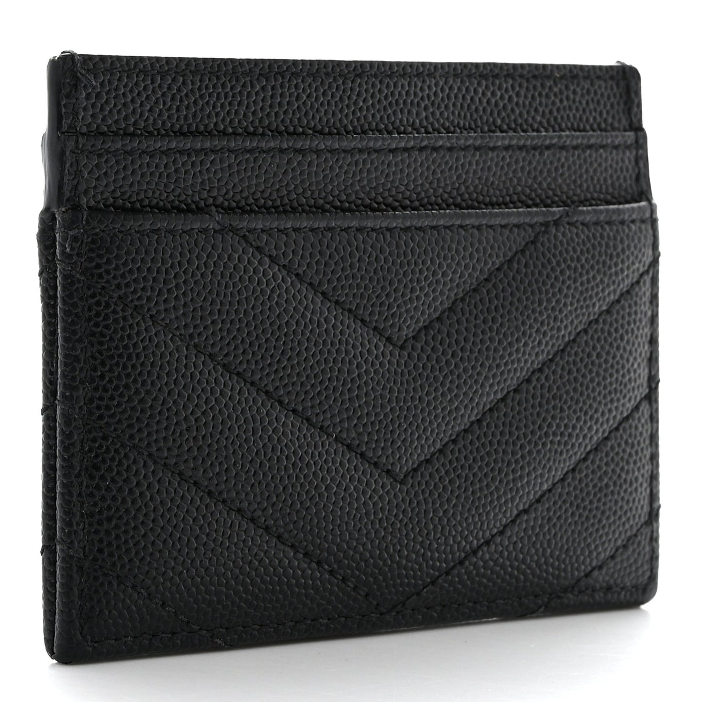 Grain De Poudre Matelasse Chevron Monogram Credit Card Case Black