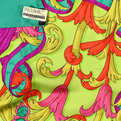 Hermes Silk Le Mors A La Conetable Scarf 90 Vert Cru Pistache Fuchsia 3 of 3