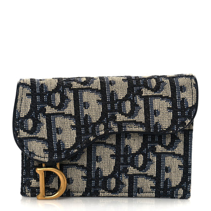 Christian Dior Oblique Saddle Card Holder Blue 1 of 6