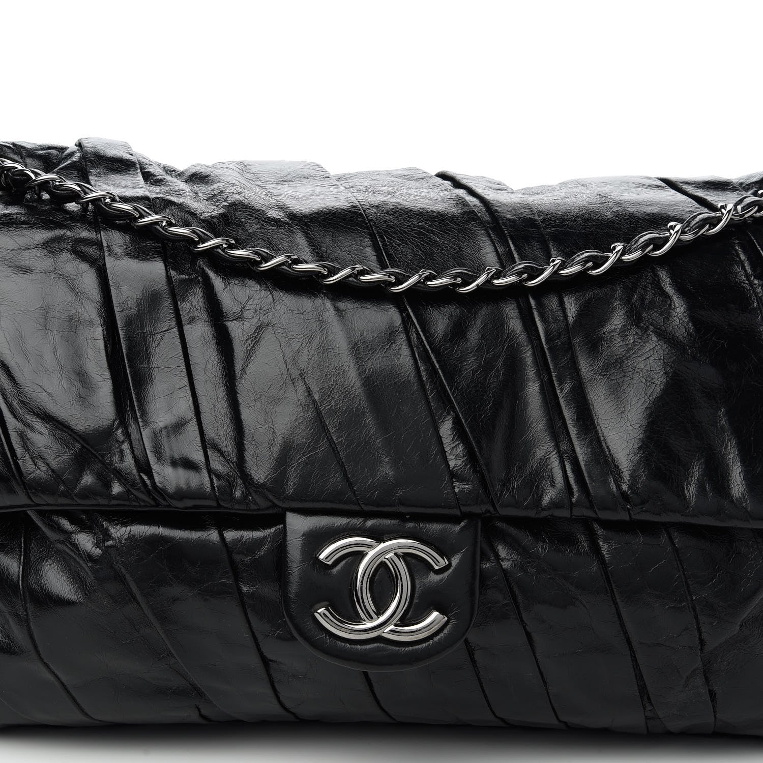 Chanel Glazed Calfskin Twisted Maxi Flap Black 10 of 10