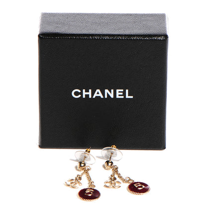 Chanel Enamel N°5 CC Drop Earrings Red Gold 9 of 9