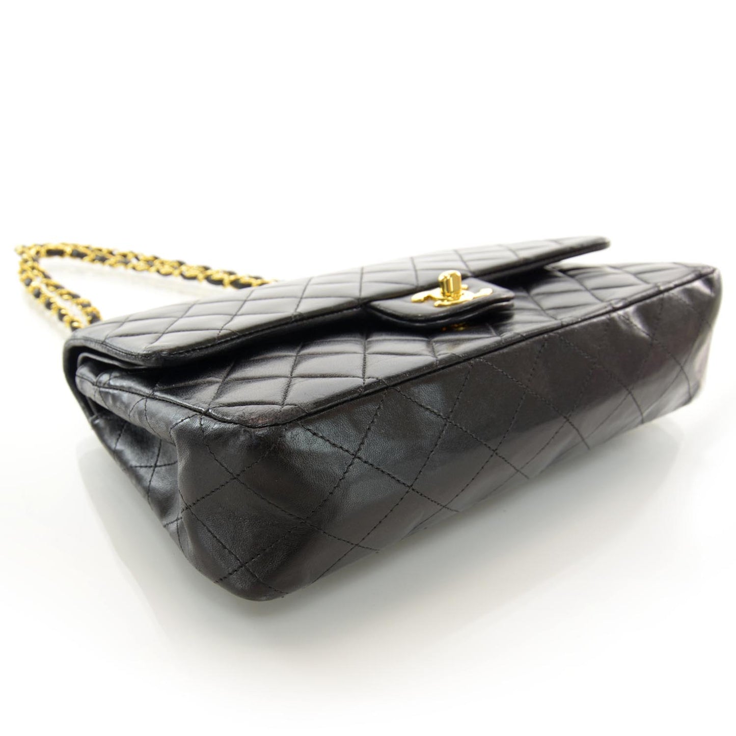 Lambskin Medium Double Flap Black