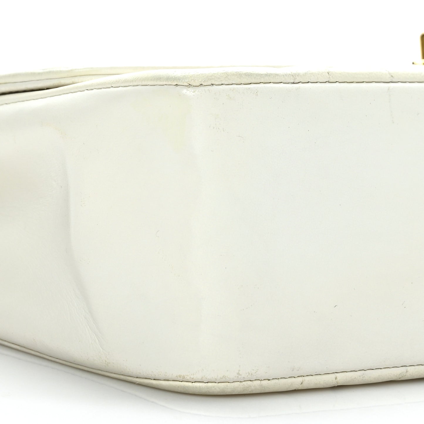 Lambskin Quilted Small Single Flap White