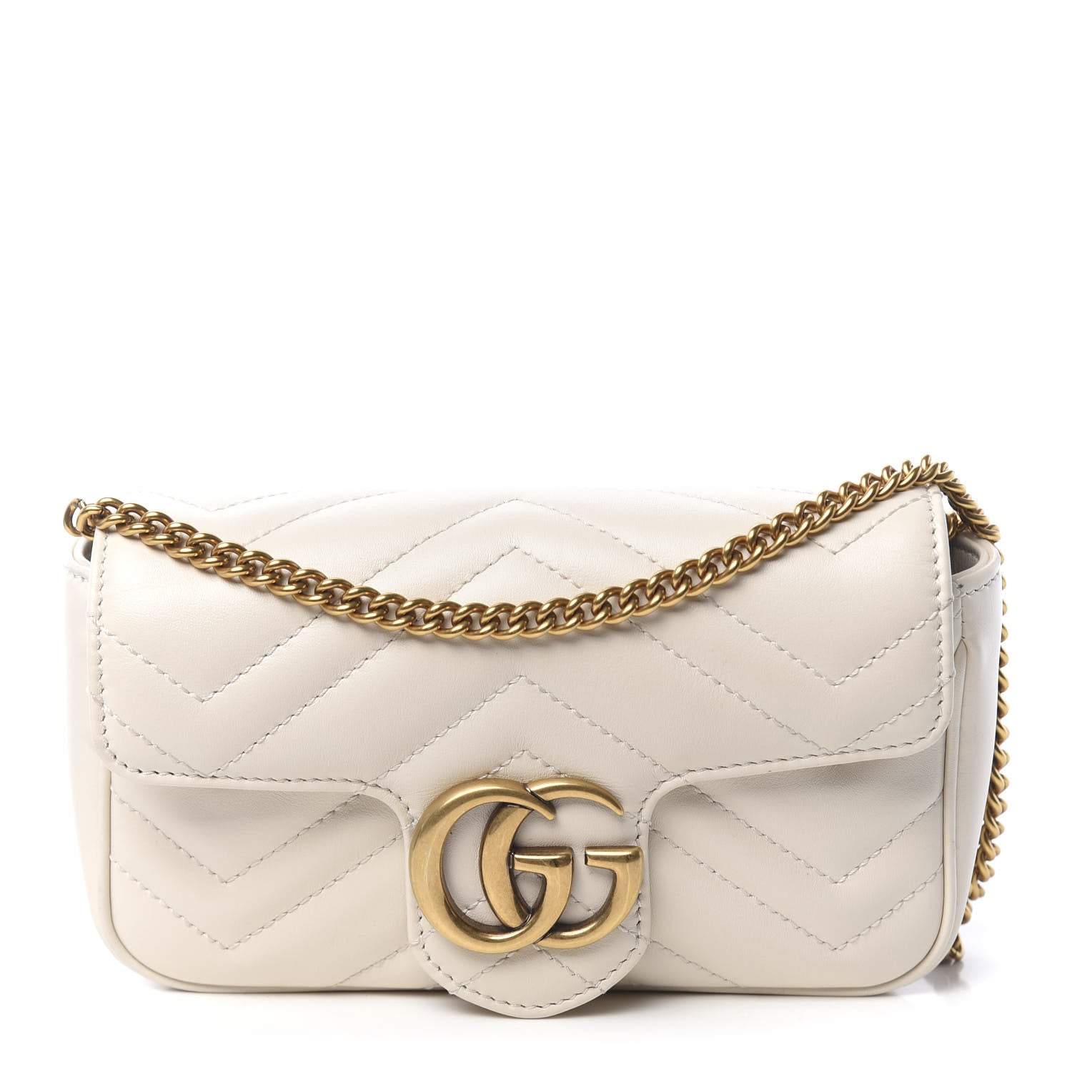Gucci Calfskin Matelasse Super Mini GG Marmont Shoulder Bag White 1 of 11