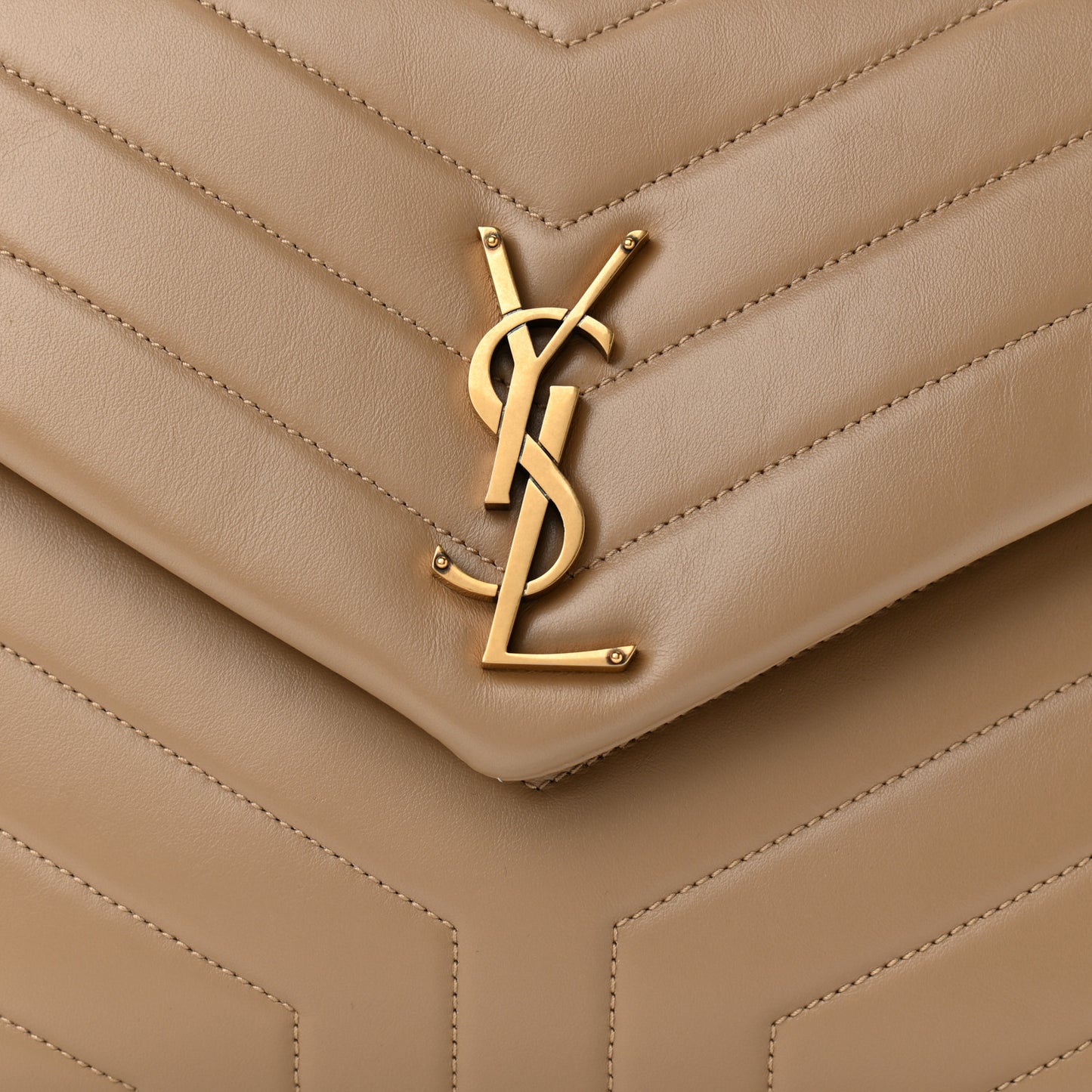 Calfskin Y Quilted Monogram Medium Loulou Chain Satchel Dark Latte