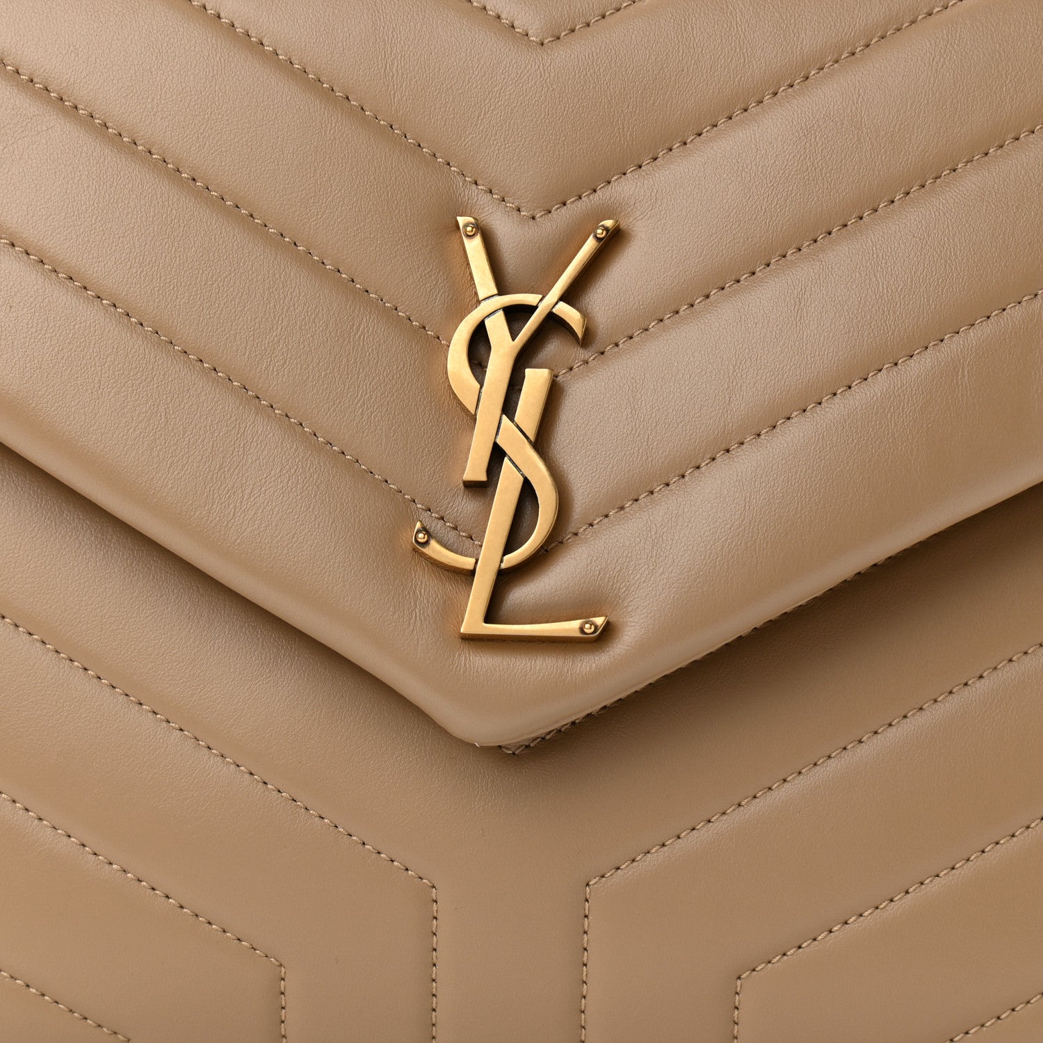 Saint Laurent Calfskin Y Quilted Monogram Medium Loulou Chain Satchel Dark Latte 9 of 11