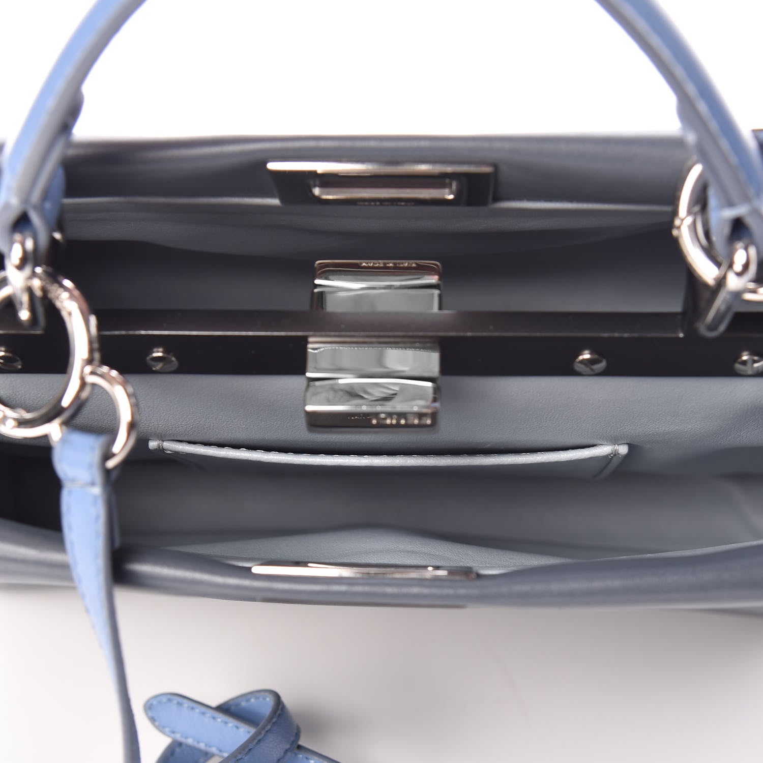 Fendi Nappa Colorblock Mini Peekaboo Iconic Satchel Tempesta Nebula Polvere 7 of 11